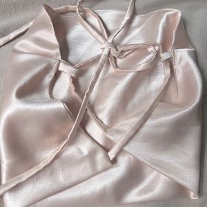 Strapless satin lace back top